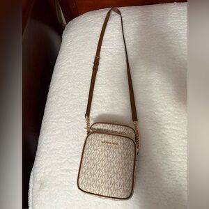 Michael Kors Tan and Brown Crossbody Bag